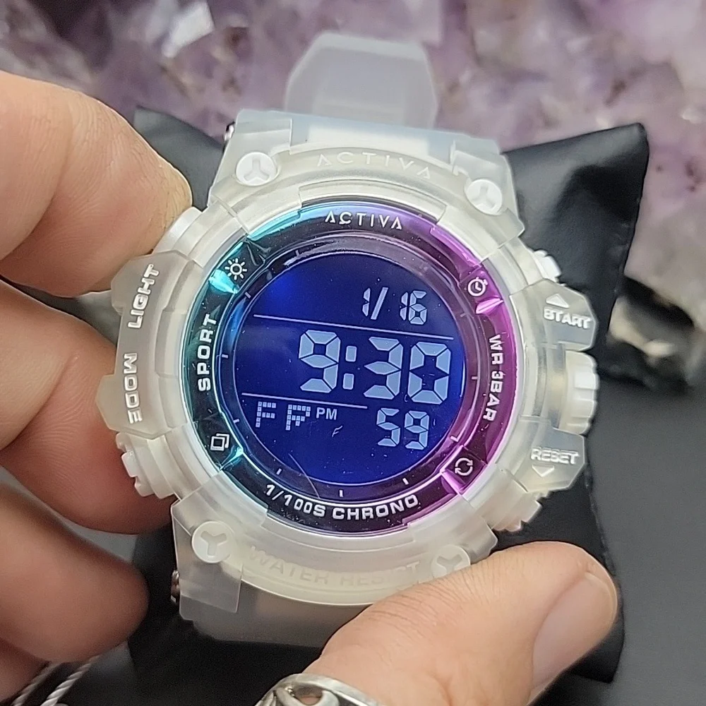 NEW ACW8046-001 Activa Summit X Invicta Mens Digital 50mm White & Clear Watch